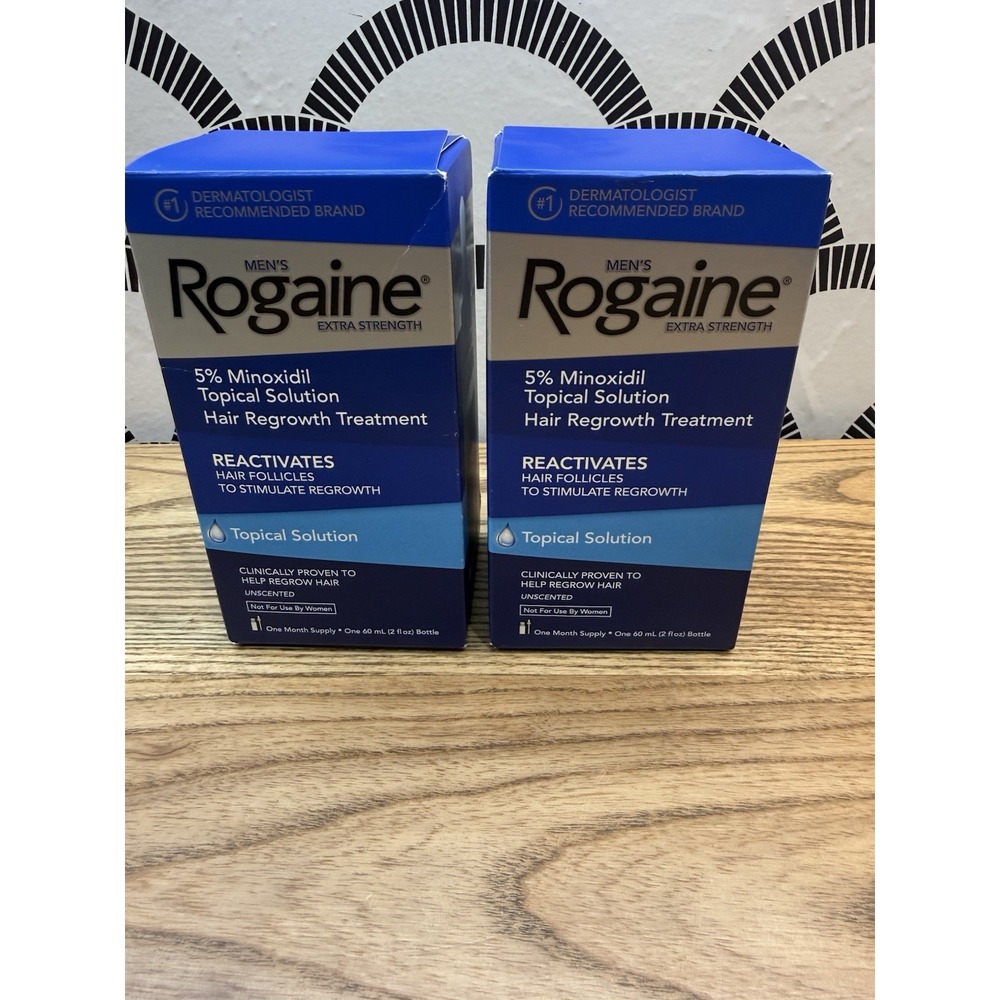 2x Rogaine Men's 5% Minoxidil Topical Hair Regrowth Unscented 2oz 1 Month Supply